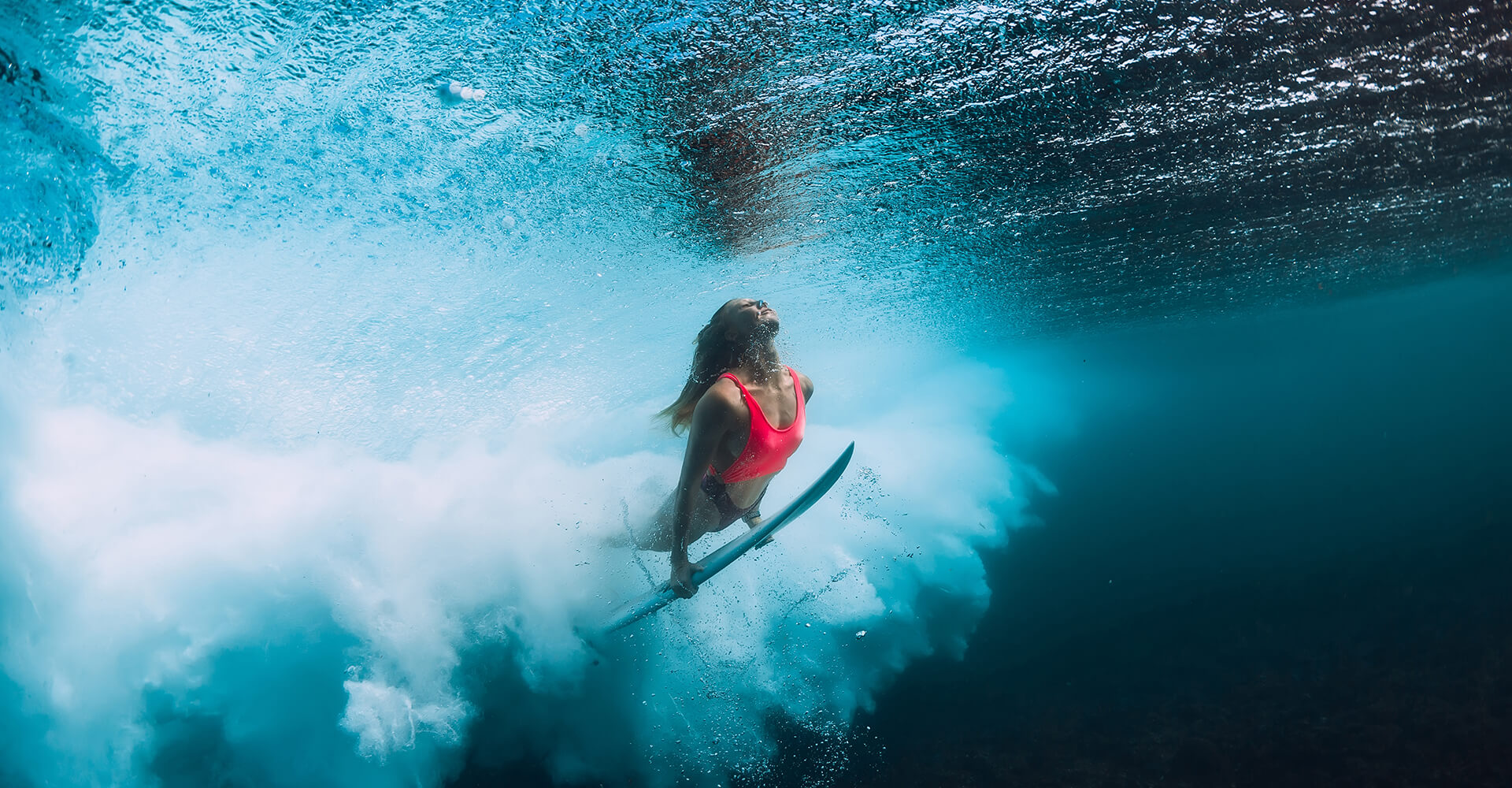 surfer under water